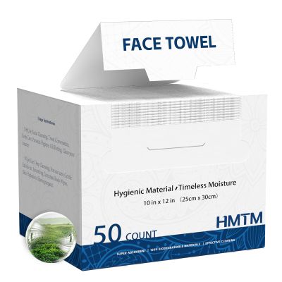 Face Towels 10x12 Inch, 50 Count Extra Thick & Soft Disposable Towels for Makeup Removal & Cleansing, Biodegradable Towels for Sensitive Skin, Travel-Friendly Facial Towelettes