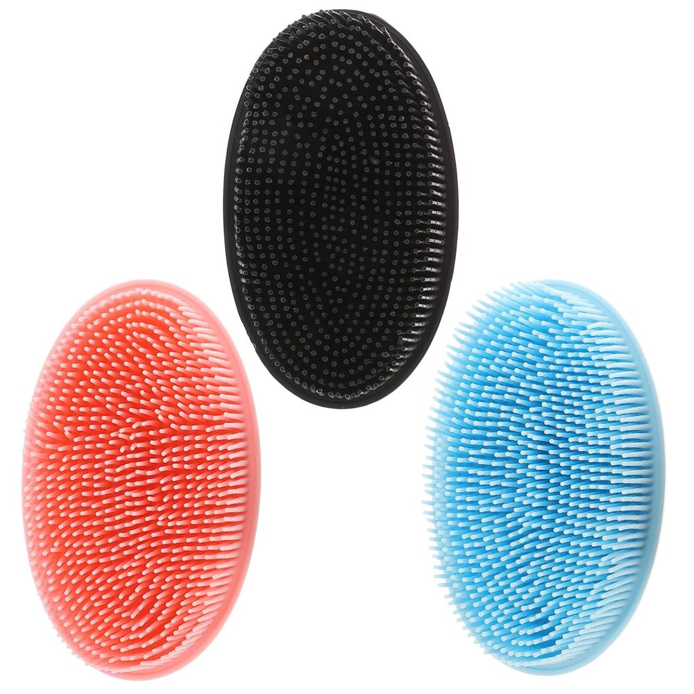 Baluue 3pcs Silicone Body Scrubbers Dual-Sided Bath Exfoliating Brushes for Gentle Skin Cleansing Shower for Skin Types Portable and Reusable