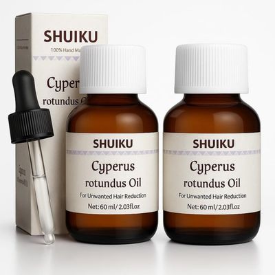 Cyperus Rotundus Oil for Hair Removal 2 PACKS 100% Pure Natural Cyprus Oil Organic Herbal Cypress Root Extract for Smooth Skin, Reducing Body Hair Growth, Ingrown Hair & Nourishment 60ml