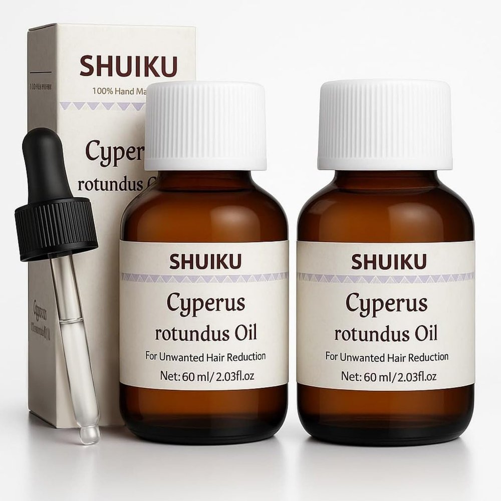 Cyperus Rotundus Oil for Hair Removal 2 PACKS  100% Pure Natural Cyprus Oil  Organic Herbal Cypress Root Extract for Smooth Skin, Reducing Body Hair Growth, Ingrown Hair & Nourishment  60ml
