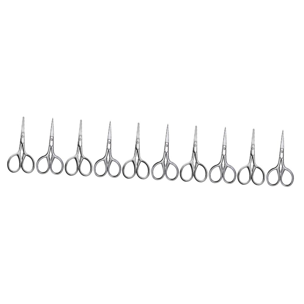 NOLITOY 10pcs Stainless Steel Eyebrow Scissors for Men Precision Trimming Tools for Eyebrows and Beards Small Grooming Scissors Comfortable Handles