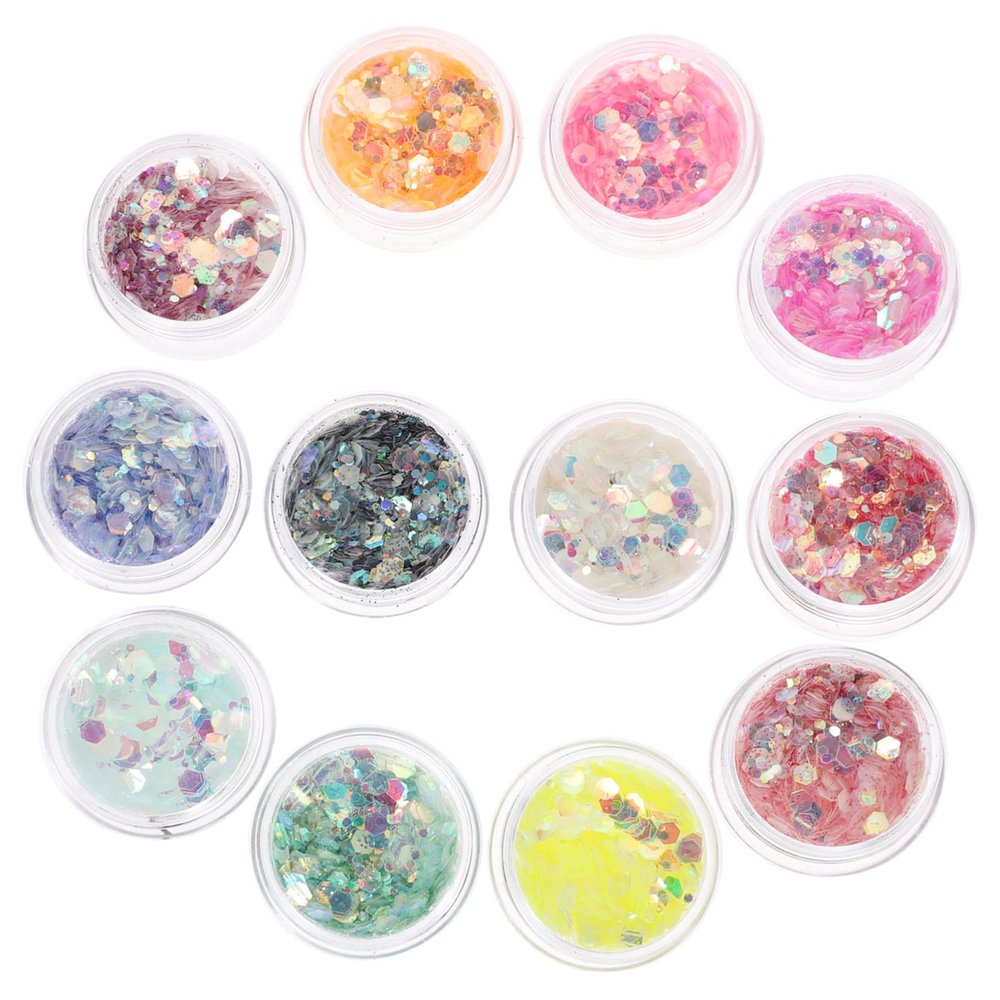 WOONEKY Pack Luminous Sequins Glitter Highlighters Neon Body Glitter for Halloween Festival Makeup Palette