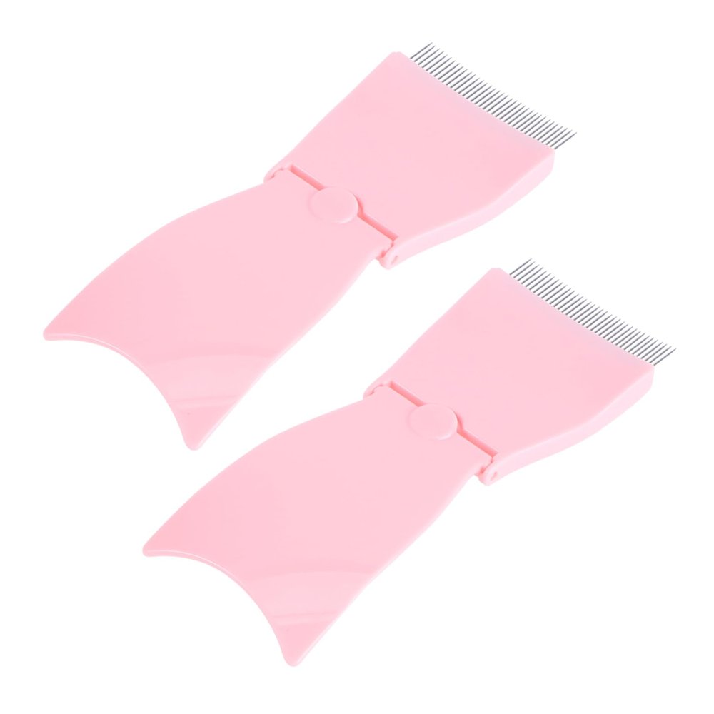 BELLIFFY 2pcs Eyebrow Brush Comb Steel Needle Brow Grooming Tool Compact Folding Design Smooth Touch for Home Use Salon