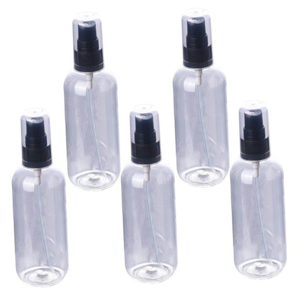 AUTSUPPL 5pcs Refillable Spray Bottles Black Pump Compact Cosmetic Containers for Makeup Water Perfume Travel and Outdoor Use