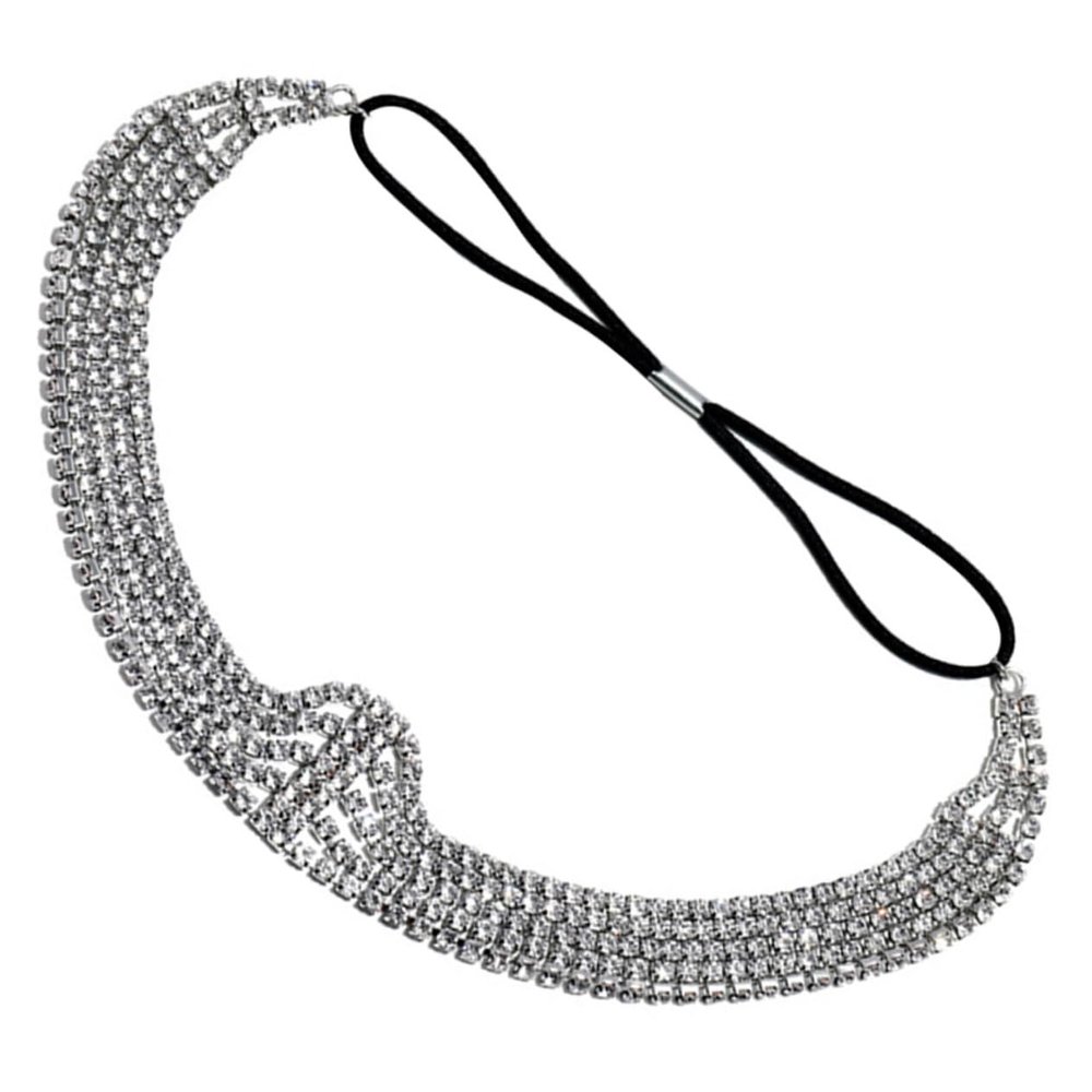 PLAFOPE Elegant Rhinestone Headband for Women Elastic Headchain Jewel Headwear Hair Accessory for Parties