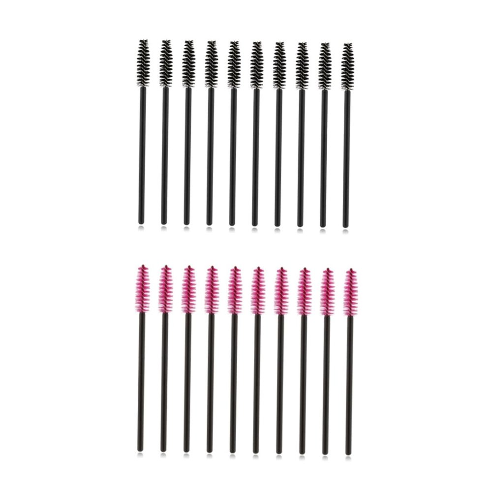 FOYTOKI 50pcs Disposable Silicone Handle Eyelash Brushes with Fine Bristles for Makeup Application for Eyelash Extensions and Eyebrow Grooming Black