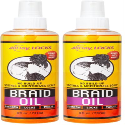 AllDay Locks Braid Oil | Soothes, Moisturizes Dry & Itchy Scalp | Nourishing, Soothing, Protecting Oil | Rejuvenates & Refreshes Braids, Locks, Twists, Cornrows | 8 oz (Pack of 2)
