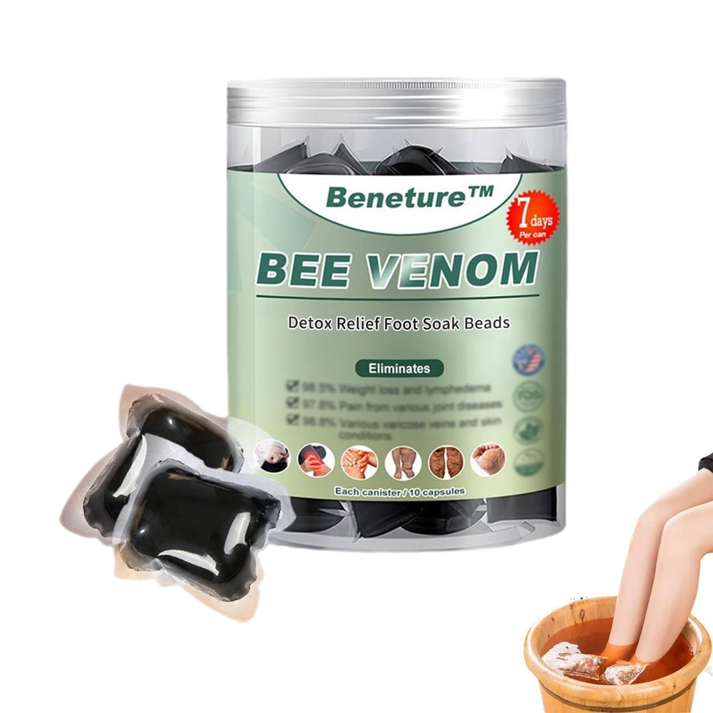 Benture Bee Venom Detox Relief Foot Soak Beads - Herbal Detox Foot Cleanse (1 Can)