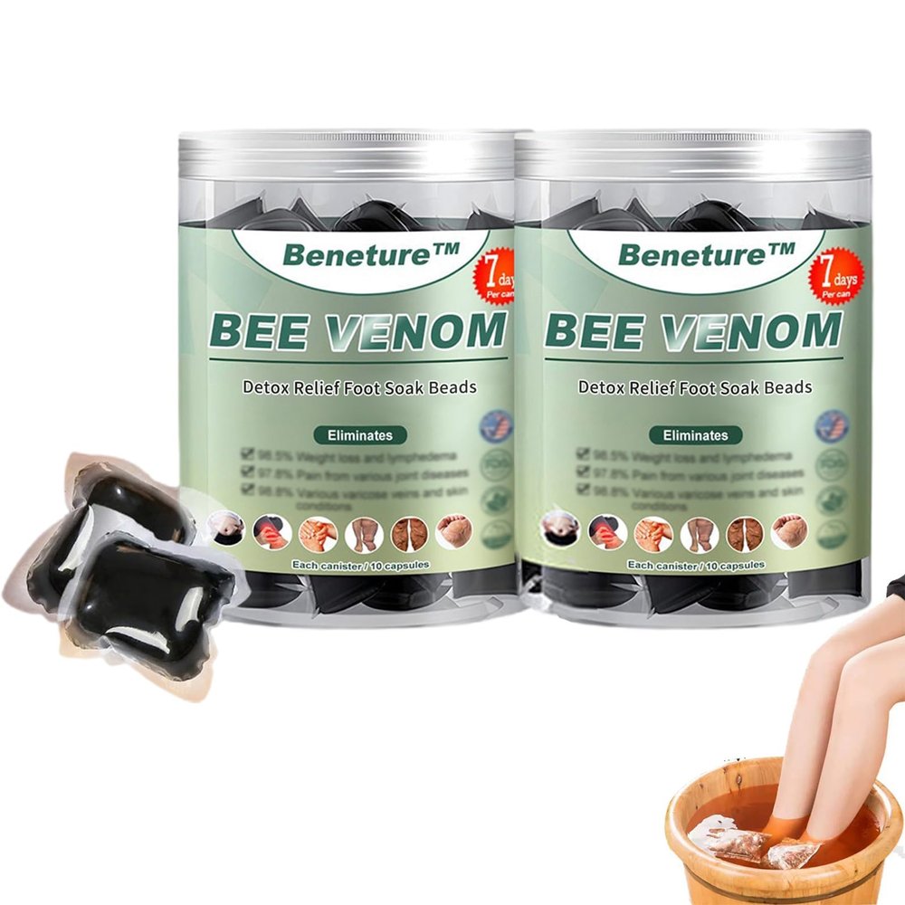 Benture Bee Venom Detox Relief Foot Soak Beads, Herbal Cleaning Soak Beads for Relief (2 Cans)