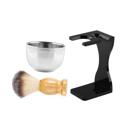 Healeved Men's Grooming Kit Beard Brush Shaving Bowl Stand Beard for Shaving Cream Razor Mustache Goatee