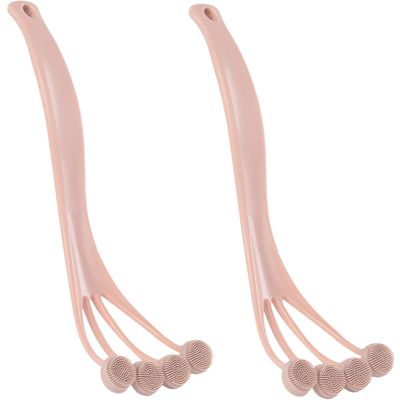 Baluue 2pcs Power Scrubber Bath Brush Silicone Back Scrubber for Shower Body Cleaning Long Handle