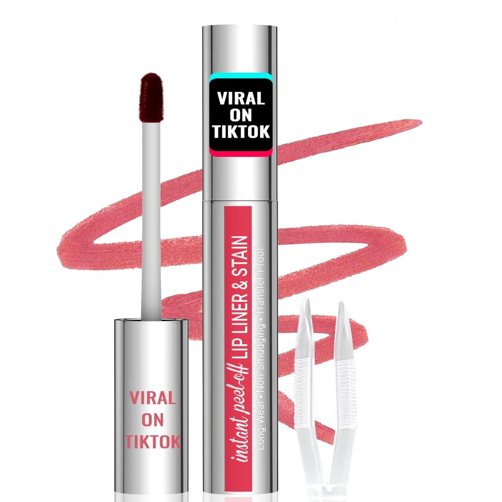 iMethod Lip Stain - Lip Liner Stain, Peel Off Lip Stain with Tweezer, Natural Long Lasting Lip Stain Peel Off, Waterproof, Easy to Use, Stay On All Day, Nude Pink