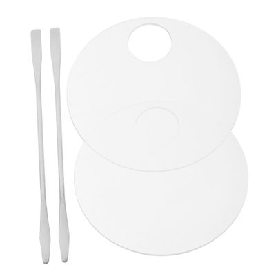 Baluue 2sets Acrylic Cosmetic Palette Set for Makeup Mixing Foundation Blending Tray Spatulas for Nail Art and Eyeshadow Application Travel-friendly Design Set