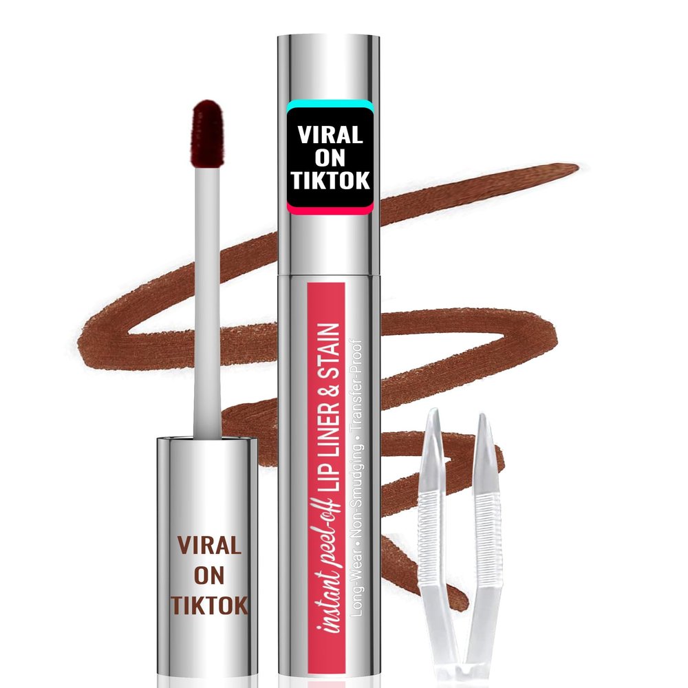 iMethod Lip Stain - Lip Liner Stain, Peel Off Lip Stain with Tweezer, Natural Long Lasting Lip Stain Peel Off, Waterproof, Easy to Use, Stay On All Day, Coffee