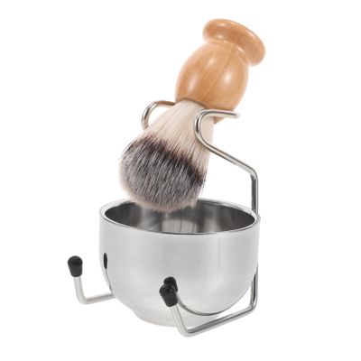 Baluue Men's Stainless Steel Shaving Brush Set Cream Brush and Bowl Grooming Kit for Comfortable and Luxurious Wet Shaving Men