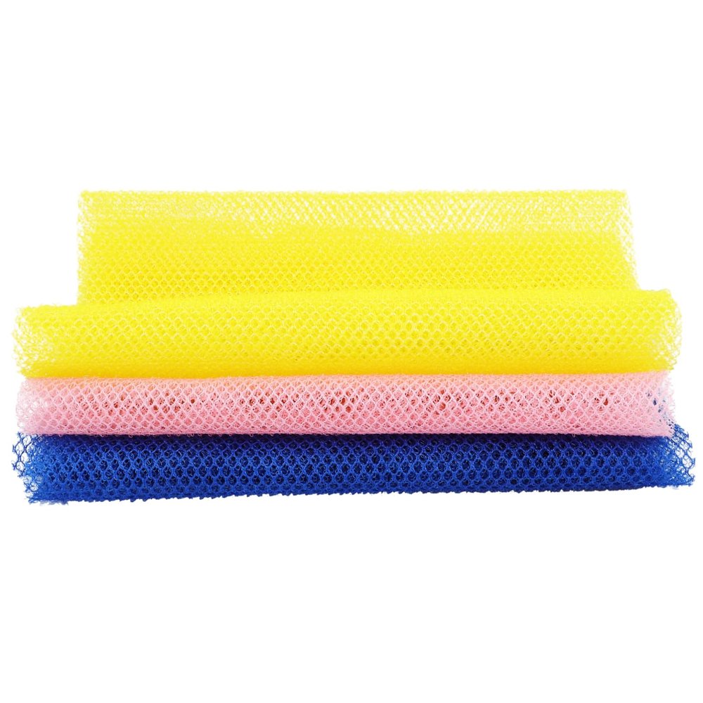 Baluue 3pcs Bath Towel Back Scrubber Long Straps Exfoliating Tool for Shower Gentle Skin Cleansing Net Towel