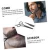 MERRYHAPY 3pcs Mustache Scissors Set Beard Comb Nose Hair Clipper Kit Stainless Steel Shears for Men Grooming view 3