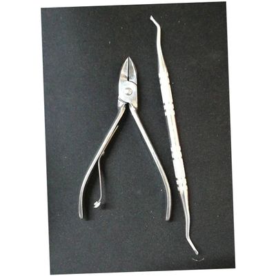 HONMEET 2pcs Stainless Manicure Clipper Cuticle Remover Tool Rasp Professional Nail Care Kit Silver