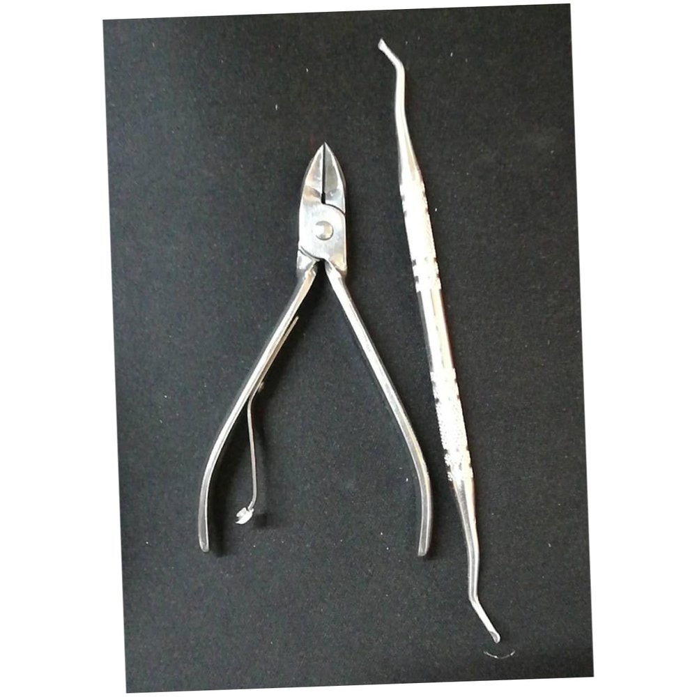 HONMEET 2pcs Stainless Manicure Clipper Cuticle Remover Tool Rasp Professional Nail Care Kit Silver