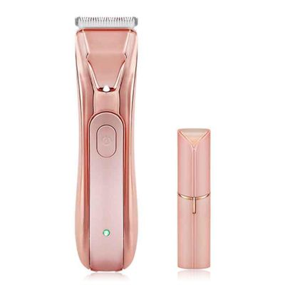 Bikini Trimmer for Women, 2-in-1 Electric Women Shaver w/Light Ceramic Blade for Face Body