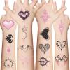 10 Sheets Y2k Aesthetic Temporary Tattoos Stickers for Girls, Cool 2000s Cyber Trendn Temporary Tattoos Stickers Y2K Birthday Themed Party Supplies Decoration Favors Cartoon Sticker for Kids Teens view 2