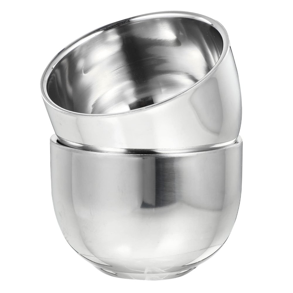 MUSISALY 2pcs Durable Stainless Steel Shaving Bowls for Men Soap Foaming Bowls Non- Travel-friendly Barber Tools for Rich Lathering and Easy Use
