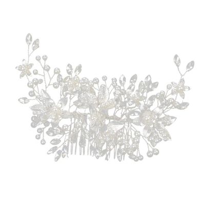 Baluue Hair Side Comb Rhinestones for Brides Elegant Leaf Design Wedding Hair Accessory for Special Occasions Like Birthdays and Proms
