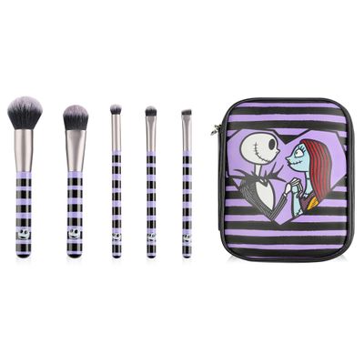 Disney The Nightmare Before Christmas Womens Makeup Brush Set with Zip Up Storage Case in Purple & Black