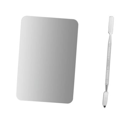 VINTORKY 2pcs Stainless Steel Palette Kit for Nail Art Makeup Mixing Easy to Clean for Home Use Nail Salons and Artists