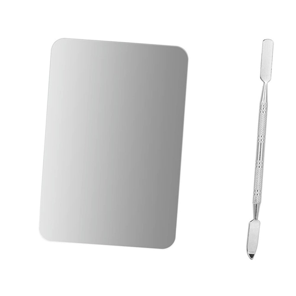 VINTORKY 2pcs Stainless Steel Palette Kit for Nail Art Makeup Mixing Easy to Clean for Home Use Nail Salons and Artists