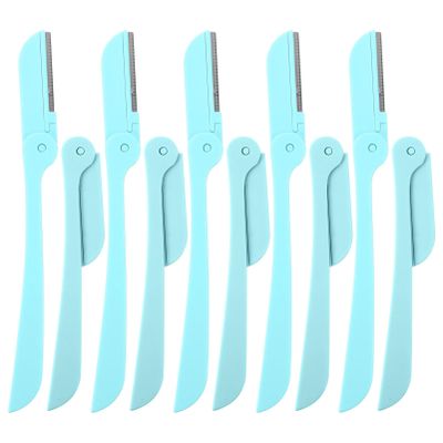 BELLIFFY 10pcs Portable Eyebrow Razors Stainless Steel Foldable Trimmers for Women Facial Hair Removal Precision Eyebrow Shaper Painless Grooming Tool