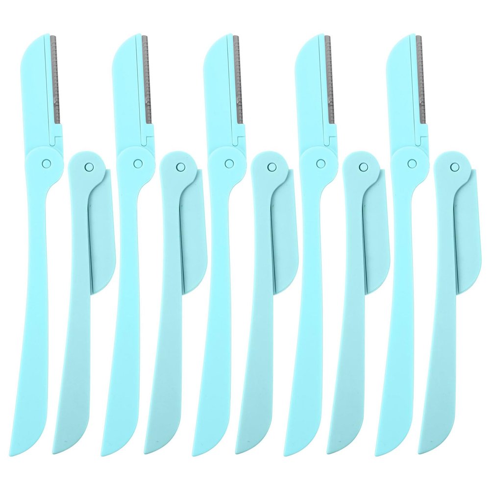 BELLIFFY 10pcs Portable Eyebrow Razors Stainless Steel Foldable Trimmers for Women Facial Hair Removal Precision Eyebrow Shaper Painless Grooming Tool