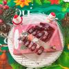 Christmas Red Press on Nails Medium Square Fake Nails Winter Xmas Glue on Nails Snowflake Elk Nails Press ons Glossy Stick on Nails Christmas Acrylic Nails for Women 24 Pcs view 3