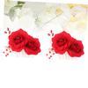 MERRYHAPY 2pcs Rose Flower Hair Side Comb Rhinestone Decor Elegant Hairpins for Weddings Parties and Special Occasions Beautiful Floral Hair Accessories Red view 4