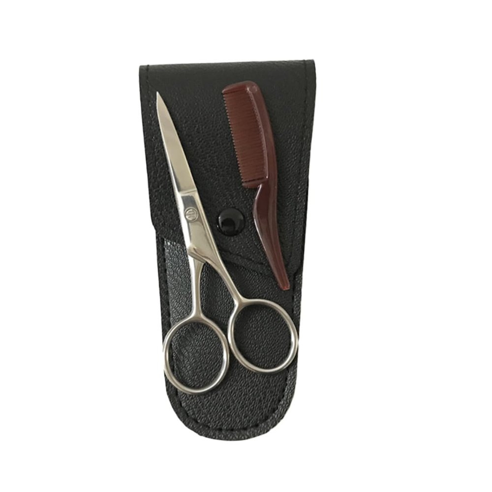 FOYTOKI Stylish Stainless Steel Men Eyebrow Beard Scissors Set Precision Trimming Shears Hair Cutting Tools for Barbers Home Use