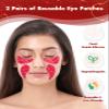 Beautistin 2 Pairs Reusable Under Eye Wrinkle Patches Silicone Mask, Plump Fine Lines & Wrinkles, with Metal Eye Cream Applicator, Tin Case, Valentine's Day Red view 2