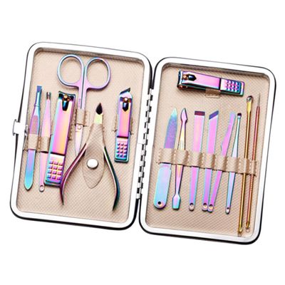 VINTORKY 1set Colorful Stainless Steel Nail Clipping Professional Manicure Tools for Nail Trimming Pedicure and Grooming Portable for Home Travel