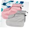 Healeved 2pair Thermal Insulation Foot Strap of Heat Preservation Cotton Foot Covers for Beauty Salon Use Light Pink Grey Elastic Bands view 4