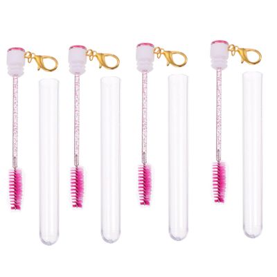 MUSISALY 4pcs Portable Eyelash Brush Key Chain Reusable Makeup Applicator for Mascara and Eyelash Extensions Decorative
