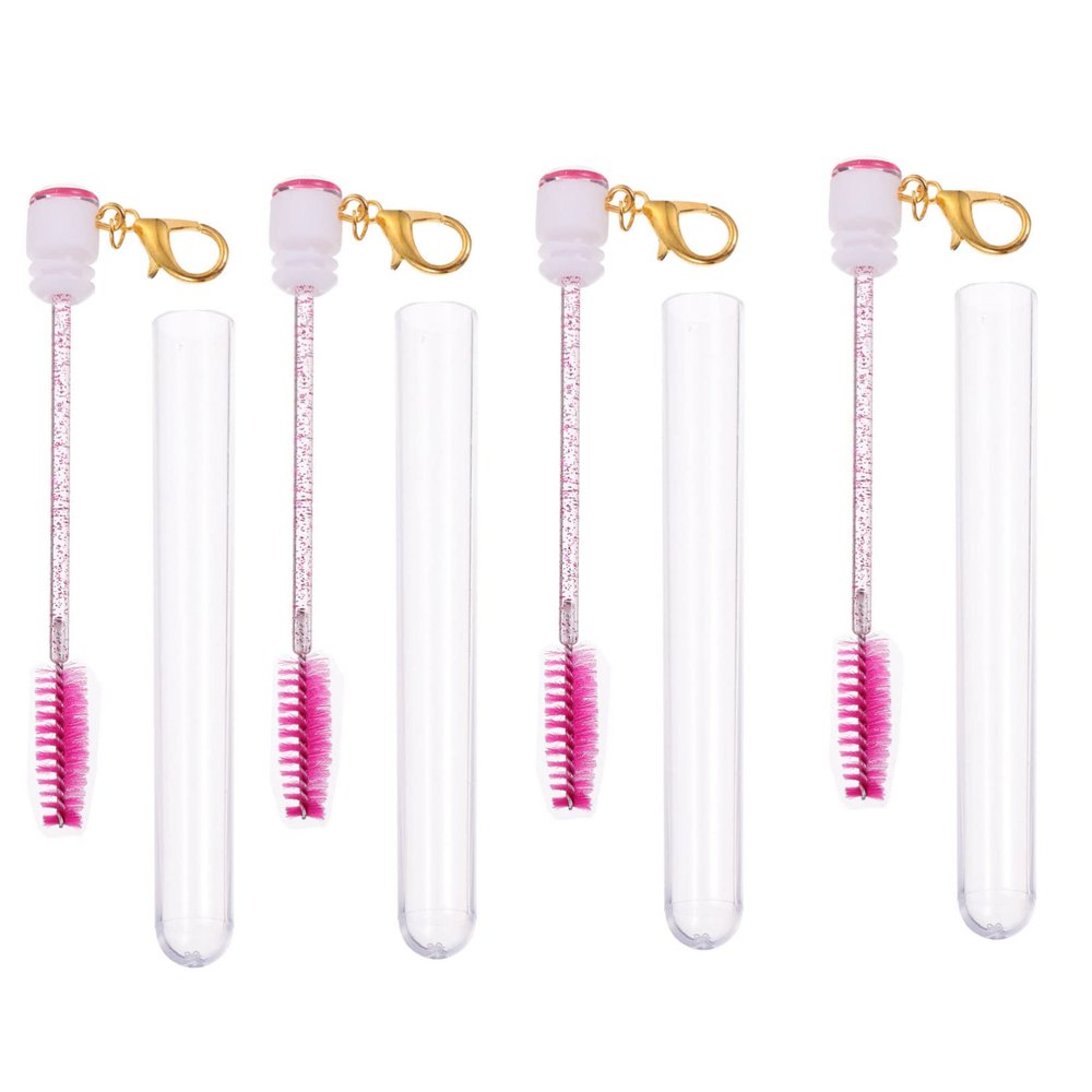 MUSISALY 4pcs Portable Eyelash Brush Key Chain Reusable Makeup Applicator for Mascara and Eyelash Extensions Decorative