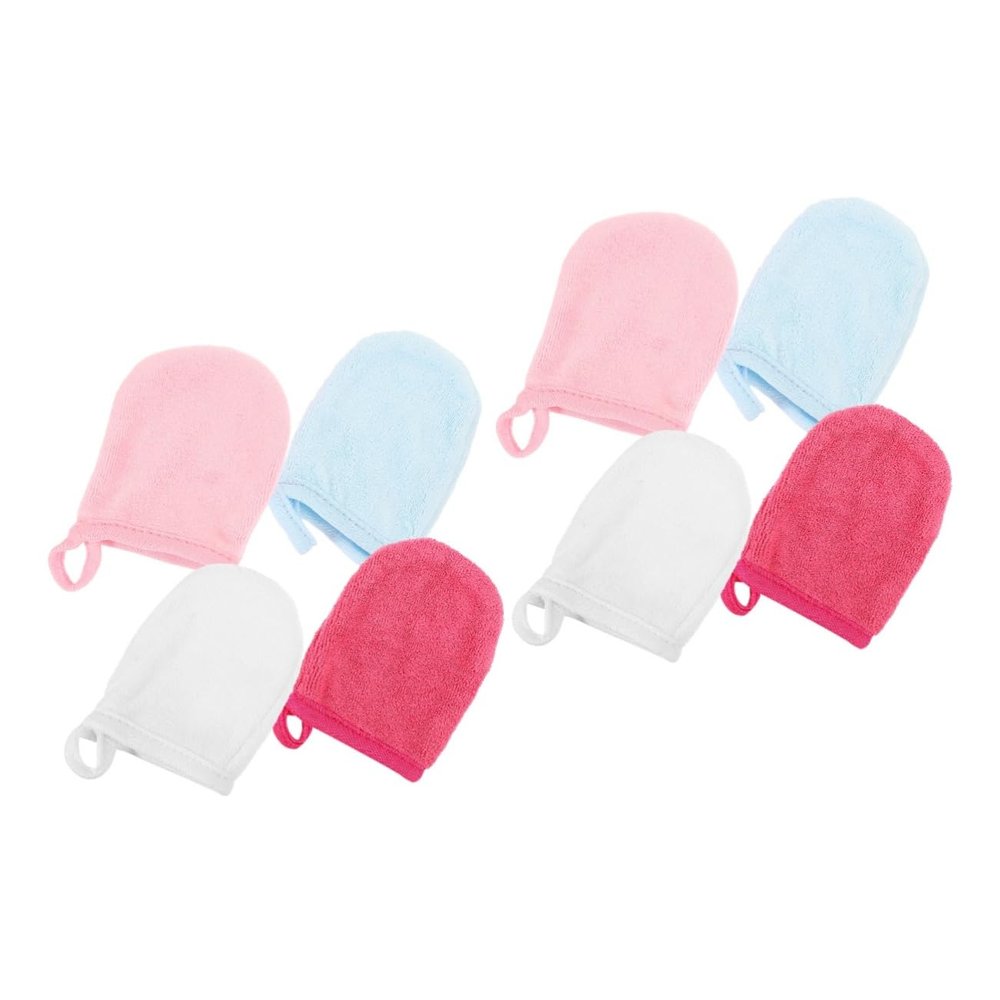 Healeved 8pcs Reusable Facial Cleaning Gloves Soft Makeup Mitts for Deep Pore Cleansing Washable Face Scrubber Water-absorbent Face Wash Gloves for Women
