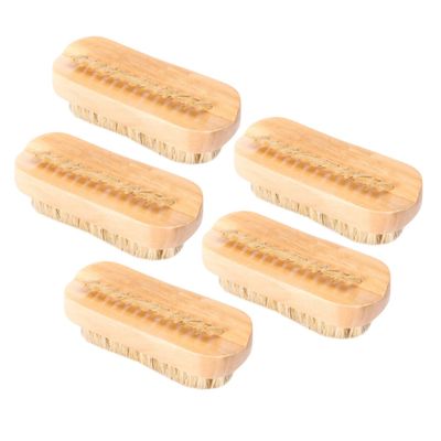 BCOATH 5pcs Pig Mane Cleaning Brushes -Handled Household Nail and Hand Washing Brush for Dirt Removal and Exfoliation for Home Use