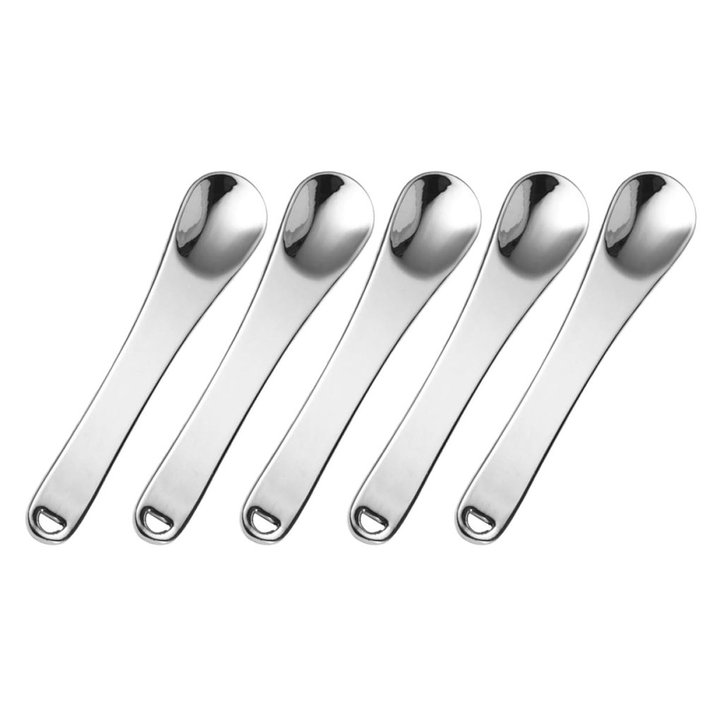 BUTIFULSIC 5pcs Cosmetic Beauty Scoops Face Cream Applicators Eye Cream Spoons Silver Makeup Spatula Set for Even Skincare Application Sampling Portable Lightweight for Travel