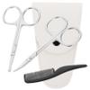 Gogogmee 4pcs Beard and Mustache Grooming Kit Stainless Scissors Set with Nose Hair Trimmer and White Leather Comb for Home and Professional Use view 1