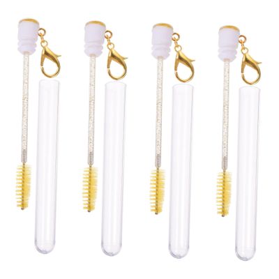 BELLIFFY 4Pcs Eyelash Brush Keychain Mascara Brushes with Lash Brow Comb for Makeup Enthusiasts Portable and Lightweight for Travel for Daily Use and Makeup Artists