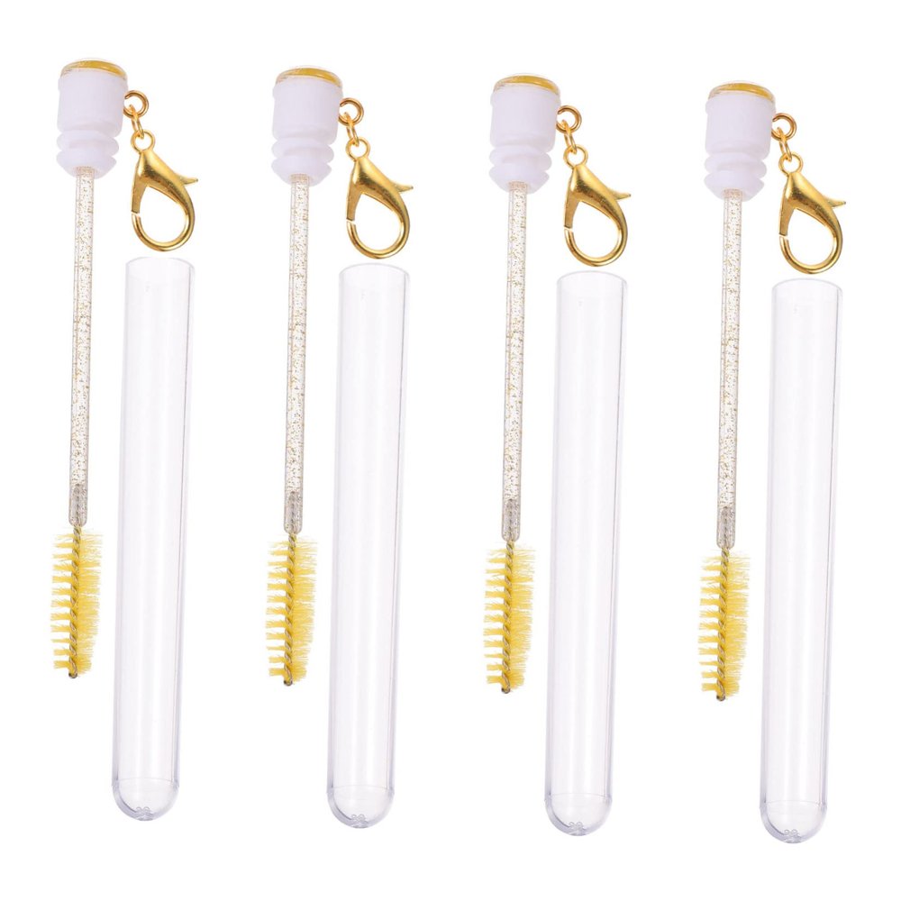 BELLIFFY 4Pcs Eyelash Brush Keychain Mascara Brushes with Lash Brow Comb for Makeup Enthusiasts Portable and Lightweight for Travel for Daily Use and Makeup Artists