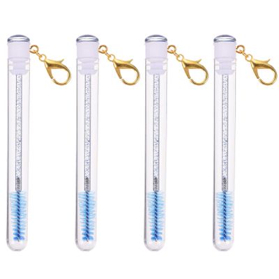 BELLIFFY 4pcs Portable Eyelash Brushes with Keychain Durable Makeup Applicators for Travel and Daily Use Long Design for Beginners and Professionals