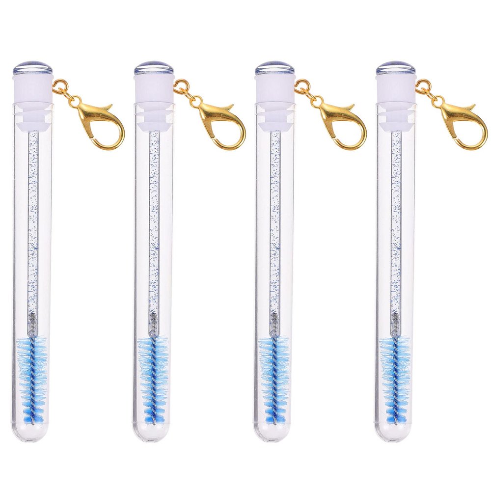 BELLIFFY 4pcs Portable Eyelash Brushes with Keychain Durable Makeup Applicators for Travel and Daily Use Long Design for Beginners and Professionals