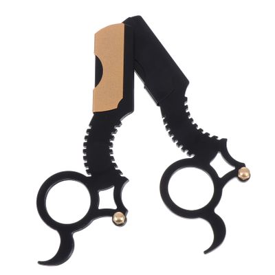 Gogogmee 2pcs Manual Beard Trimmer Vintage Shaver Men Safety Razor Beard Scissors Mustache Razor Trimming Tool