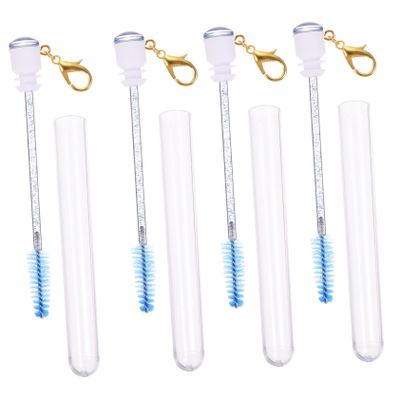 MUSISALY 4pcs Eyelash Brush Keychain for Mascara and Brow Grooming Beauty Tool for Travel Daily Use and Makeup Artists